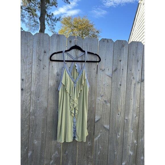 Anne Klein Women Striped Tank Top Multicolor Size Medium Yellow Grey Button Down - Picture 1 of 8